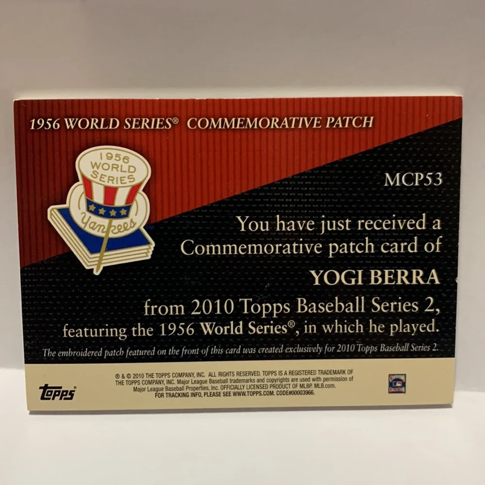 2010 Topps Yogi Berra Commemorative Patch #MCP53 Yankees (002)